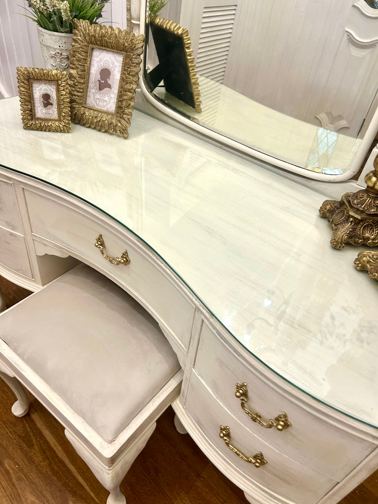 Vintage Queen Anne Dressing Table and Stool