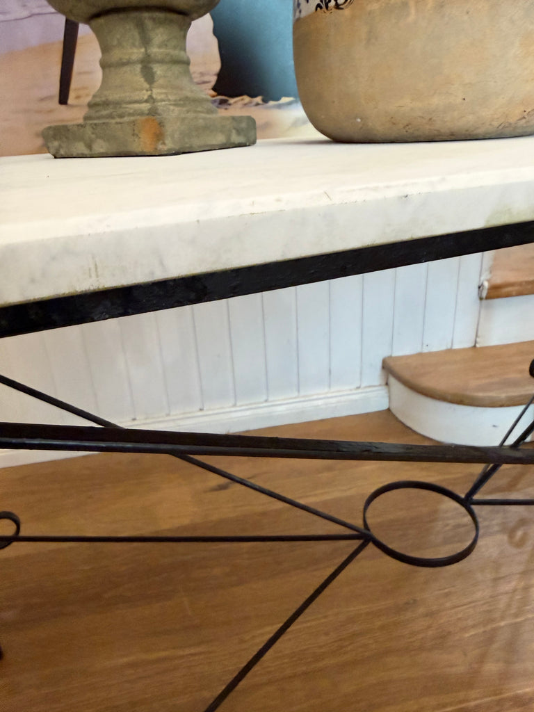 Vintage Cast Iron and Marble Table