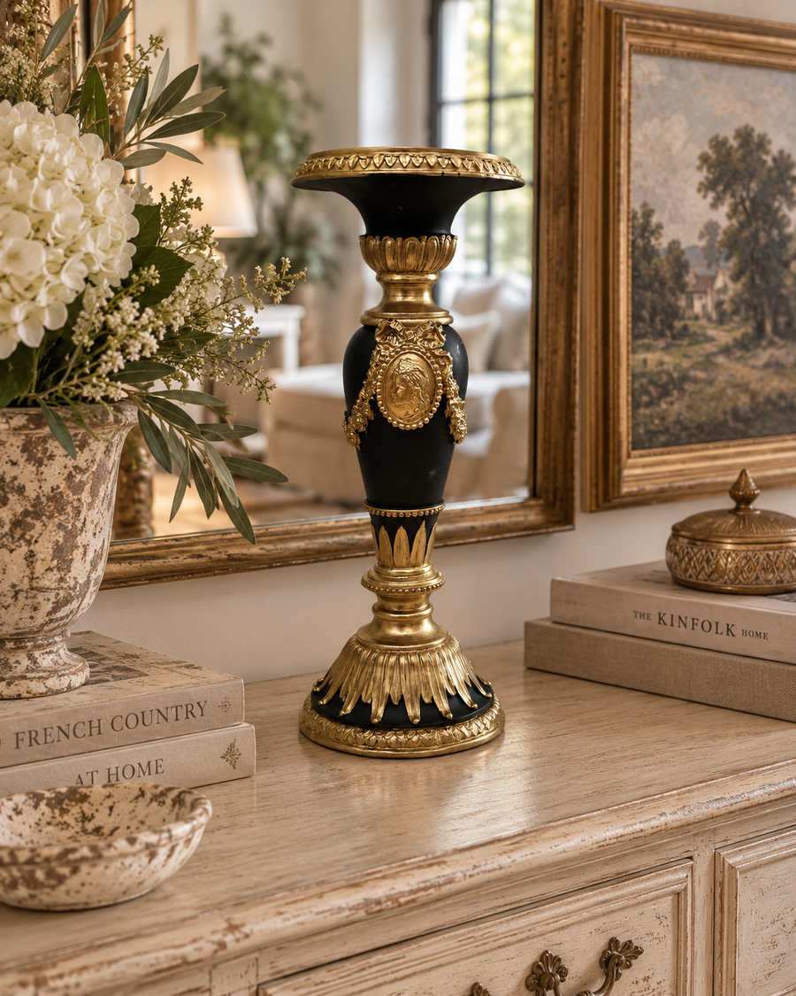 Elegant Black and Gold Candle Holders