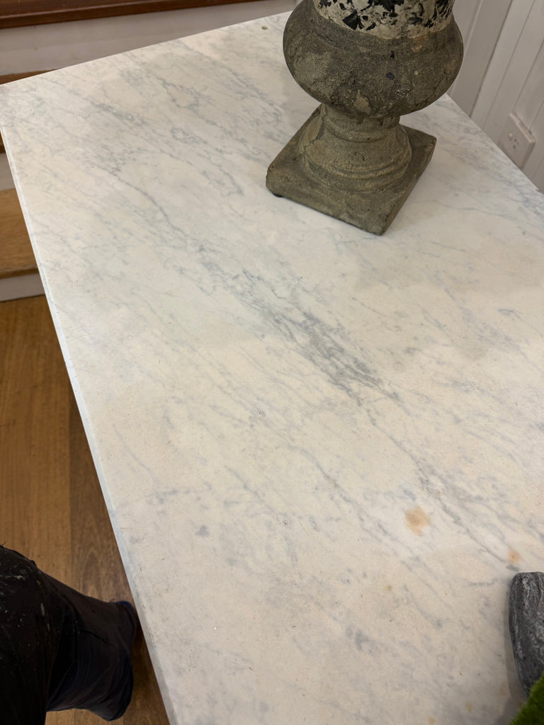 Vintage Cast Iron and Marble Table