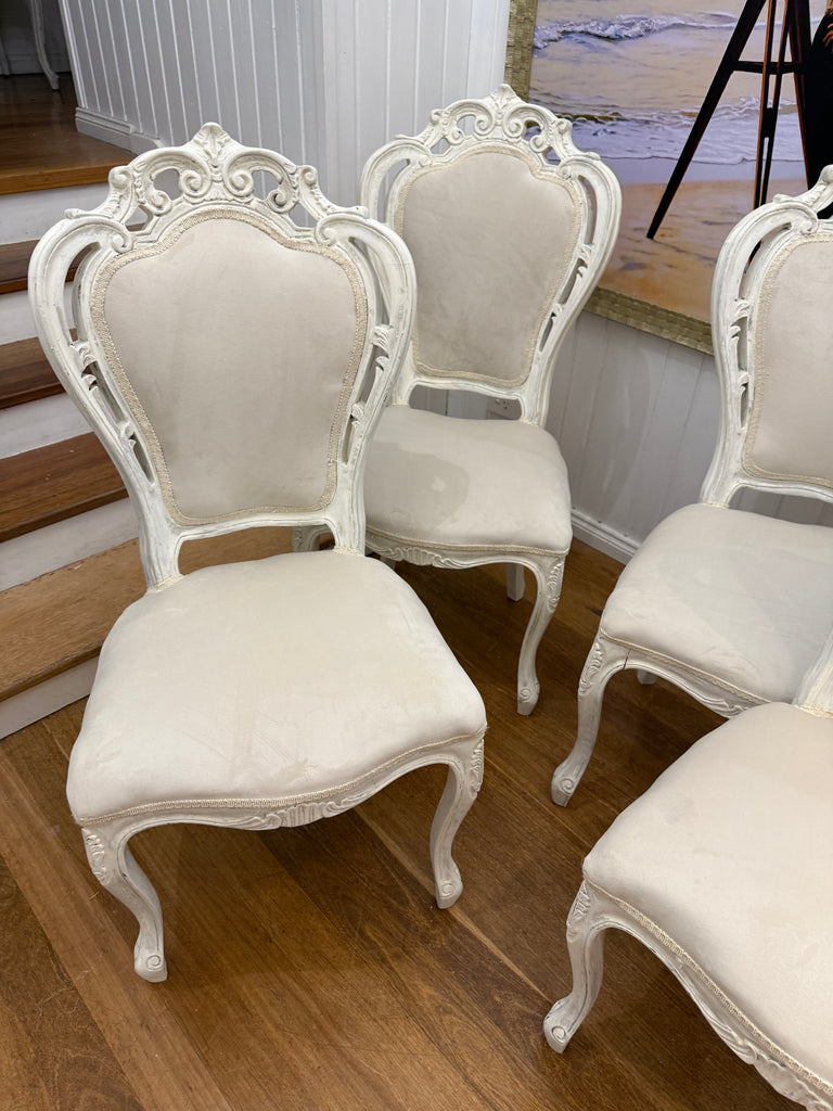 4 x Vintage Queen Anne French Provincial Dining Chairs