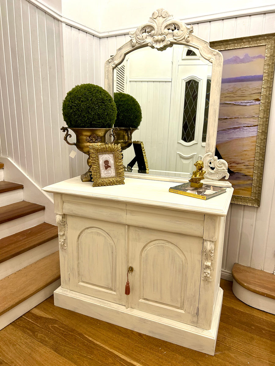 Solid Wood Small Buffet and Mirror