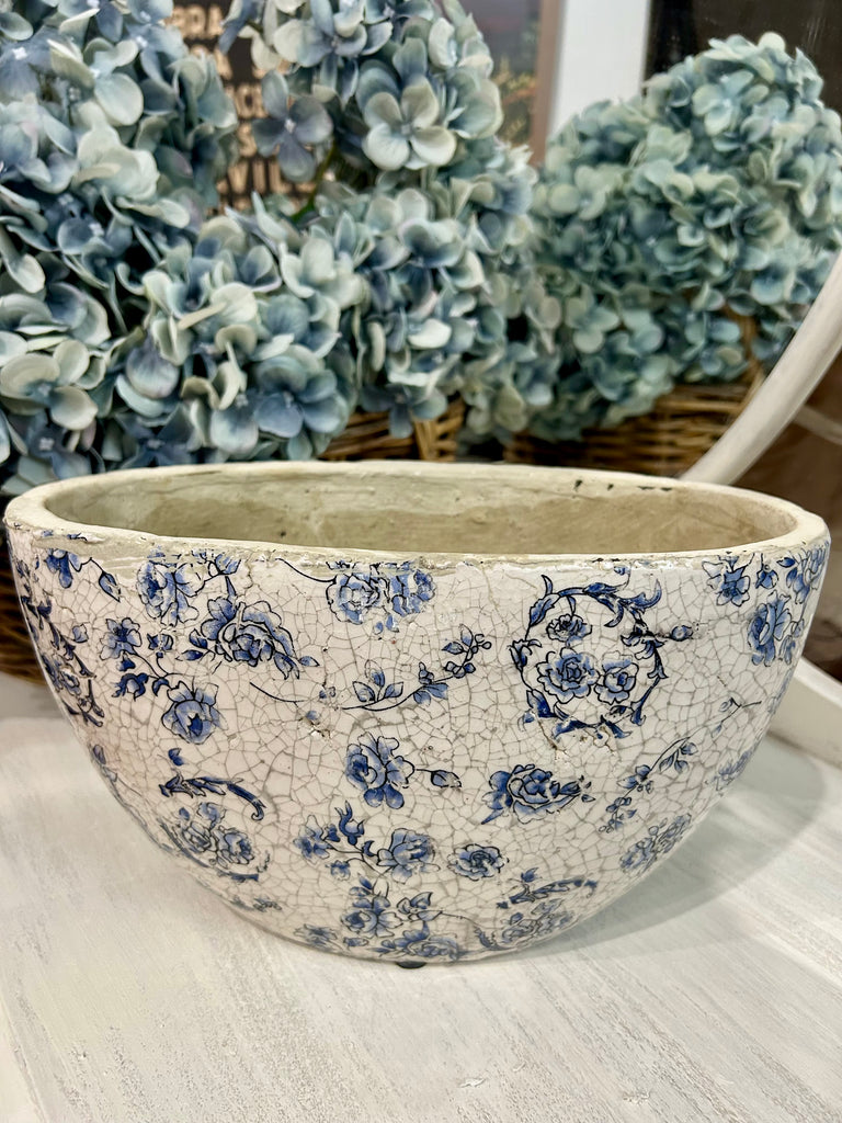 Rustic Crackled Blue Flower Vase/Pot