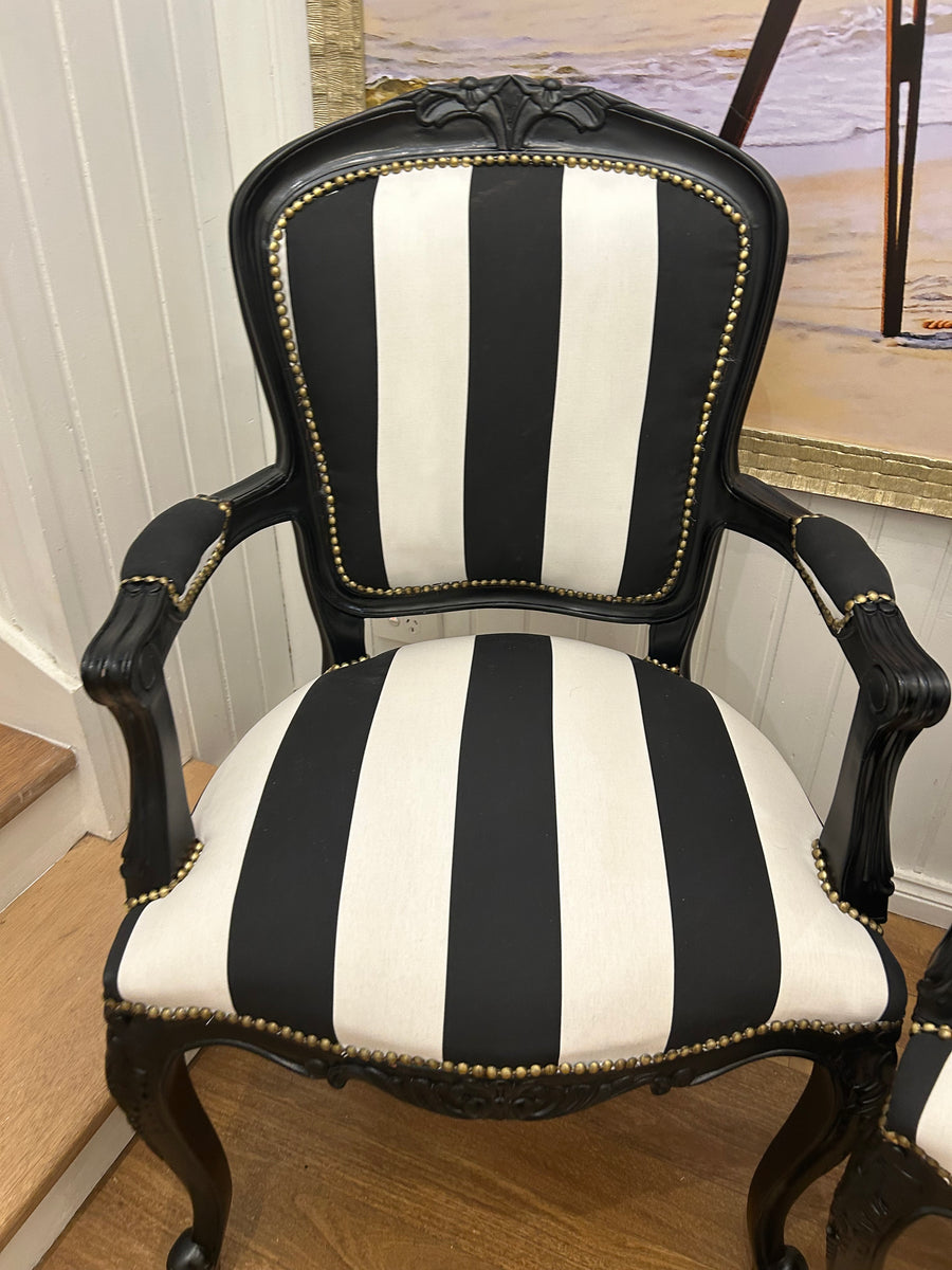 2 x Black and White Armchairs
