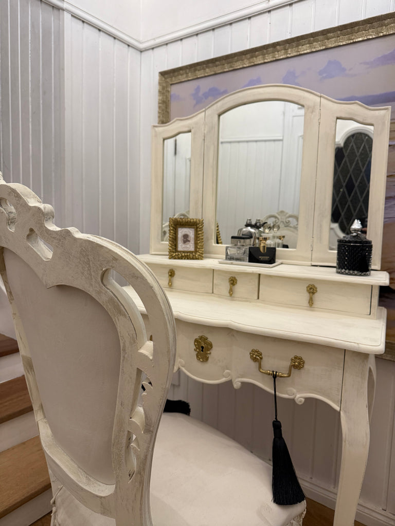 Small French Provincial Style Dressing Table and Chair