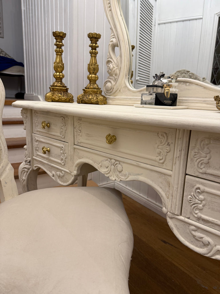 French Provincial Style Dressing Table and Chair