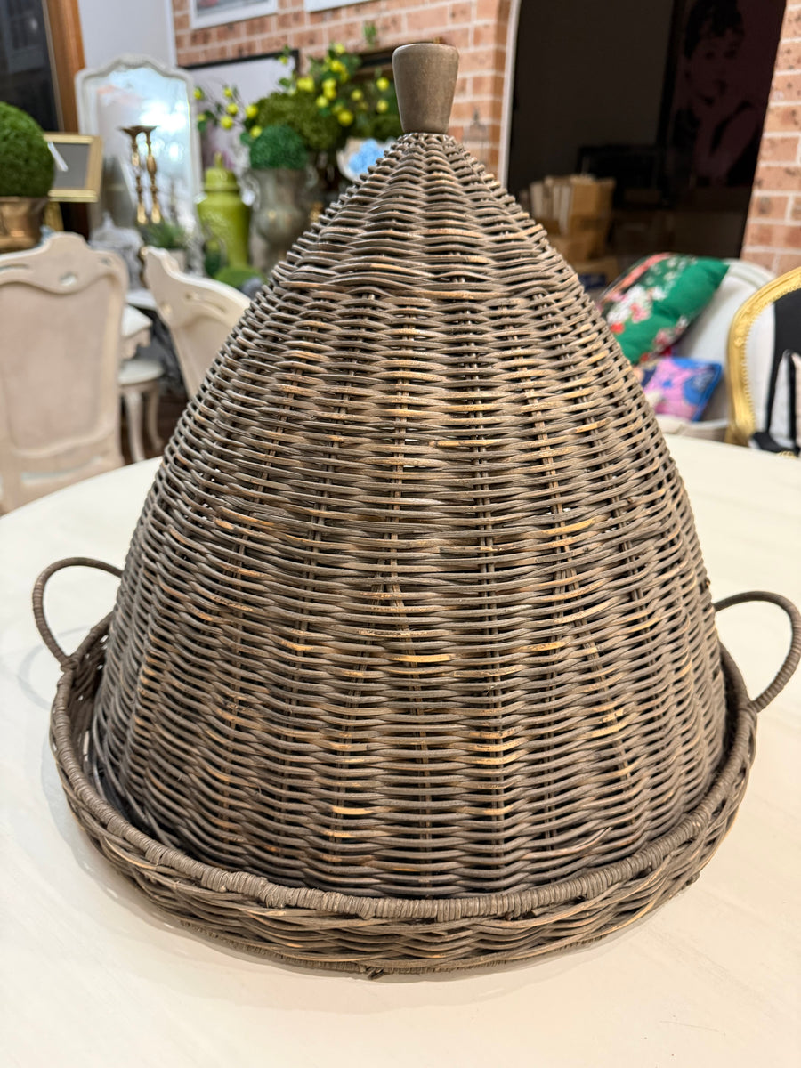 Large Rattan Tray & Cloche