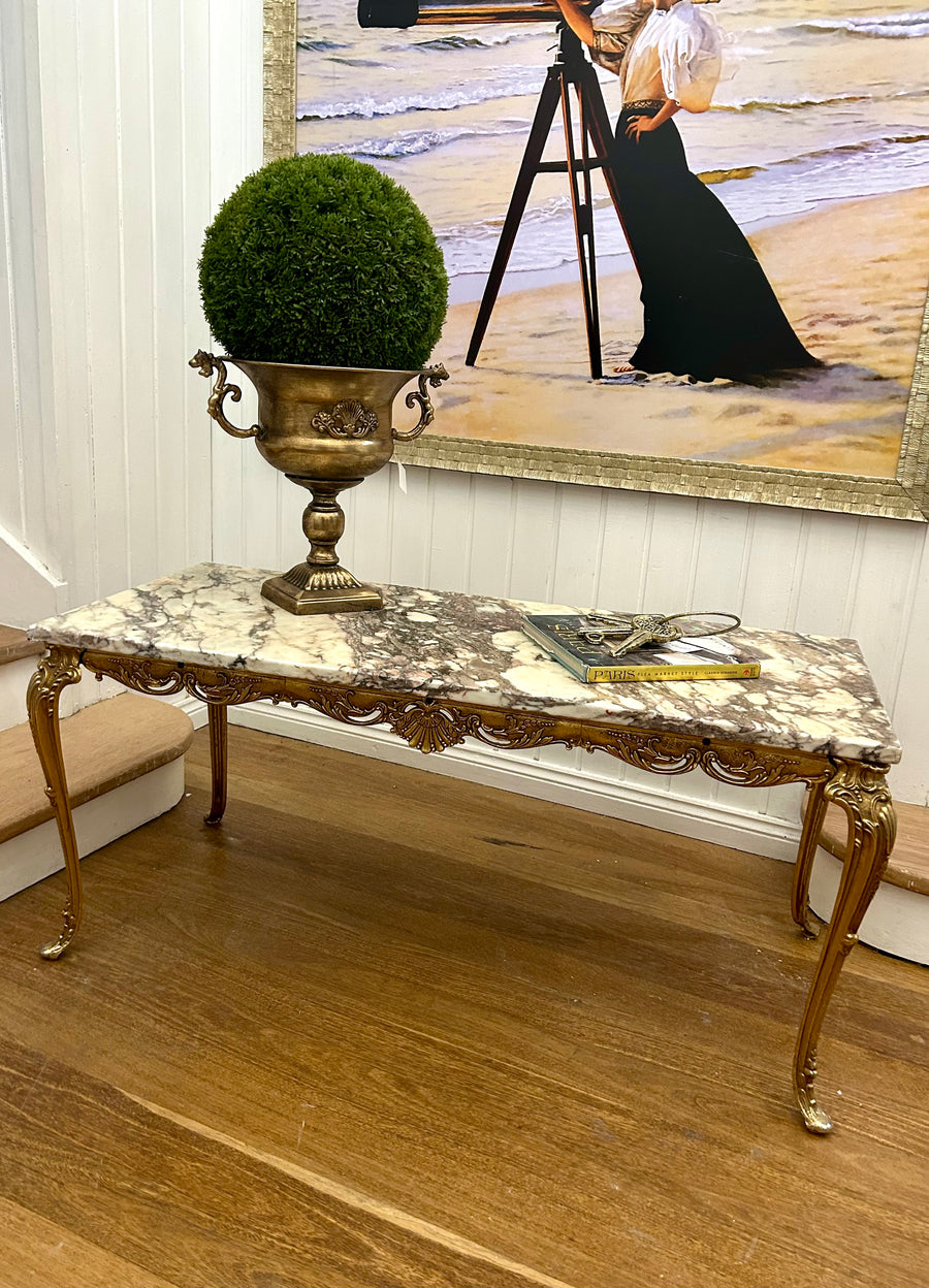 Vintage Brass and Marble Coffee Table
