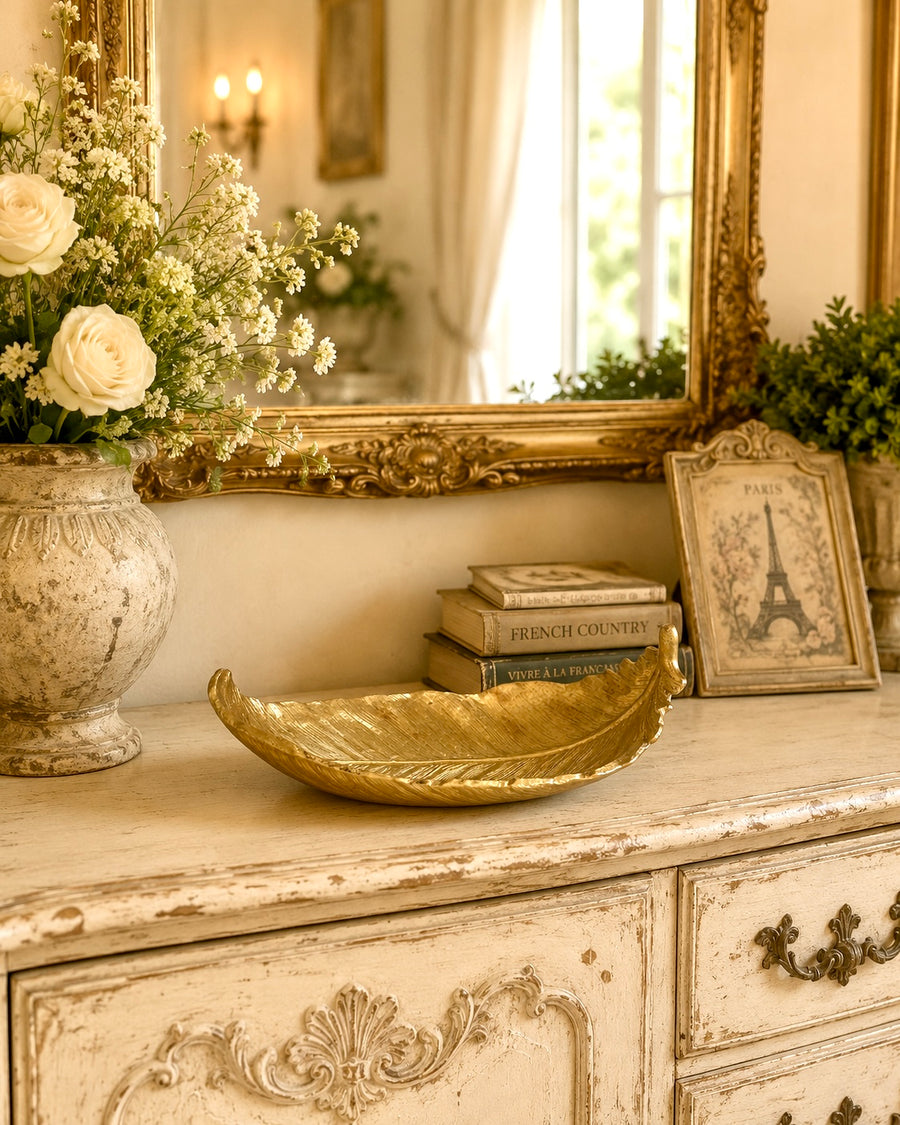 Gold Coloured Feather Tray