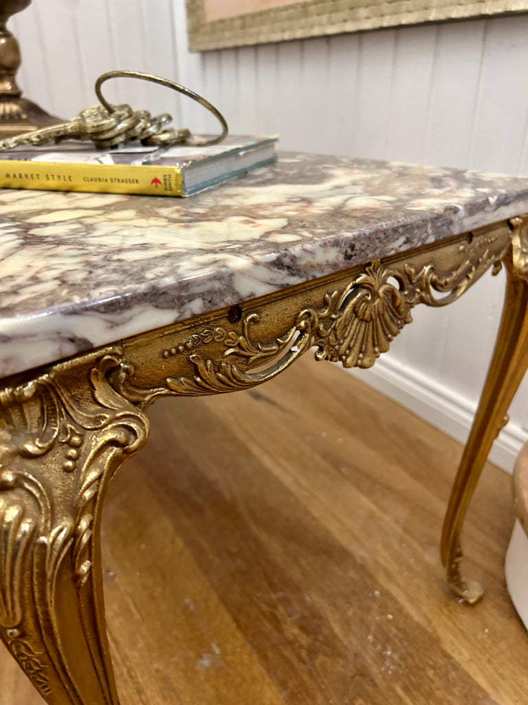Vintage Brass and Marble Coffee Table