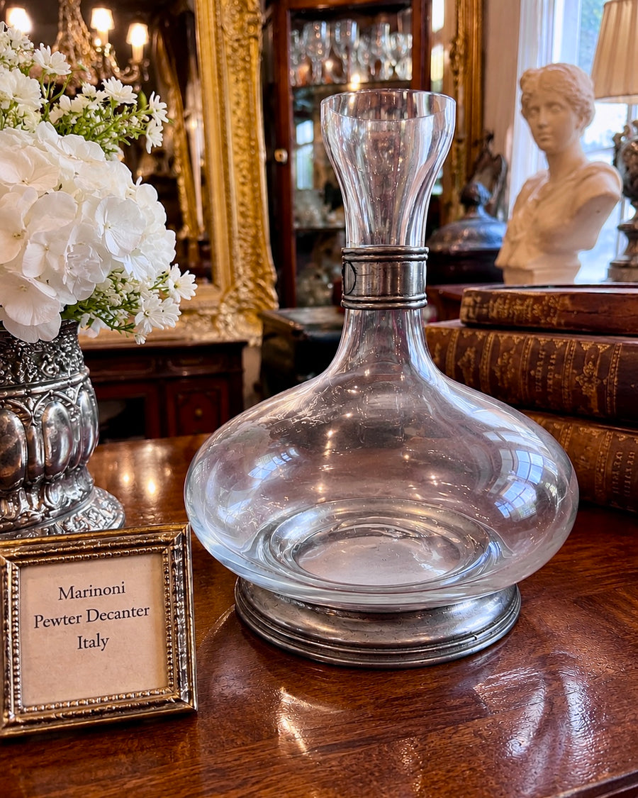 Marinoni Pewter and Glass Decanter