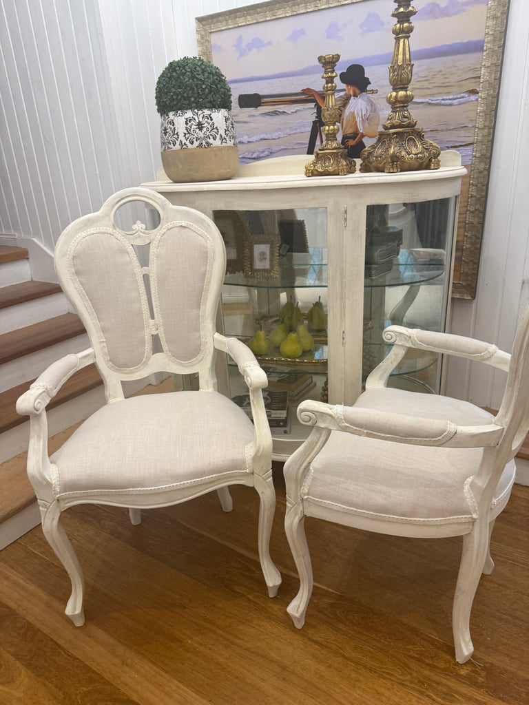2 x Vintage Queen Anne armchairs