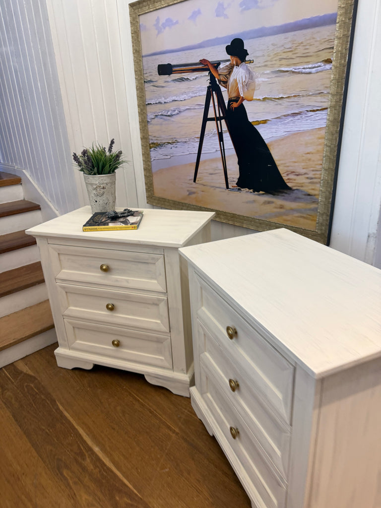 2 x Rustic Provincial Bedside Tables