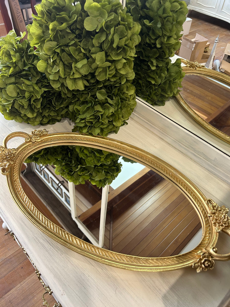 Gold Oval Mirrored Tray