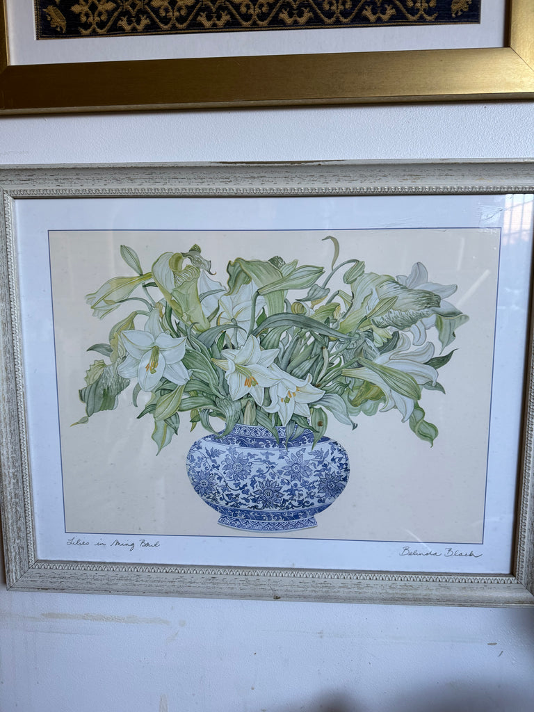 Framed Lilies in Ming Bowl Print