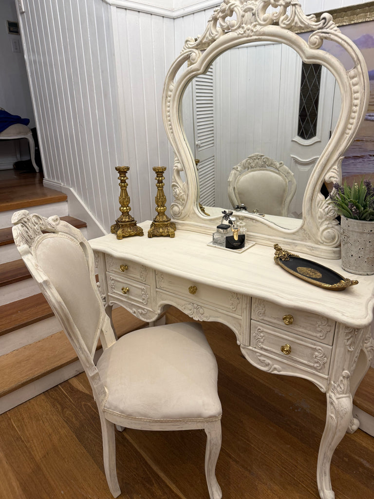 French Provincial Style Dressing Table and Chair