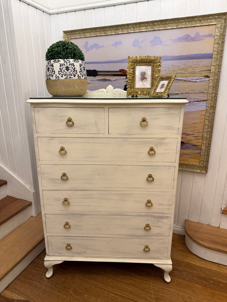 Vintage Queen Anne French Provincial Style Tallboy