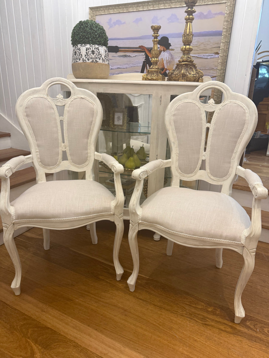 2 x Vintage Queen Anne armchairs