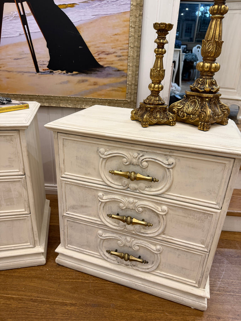2 x Vintage French Provincial Style Bedside Tables
