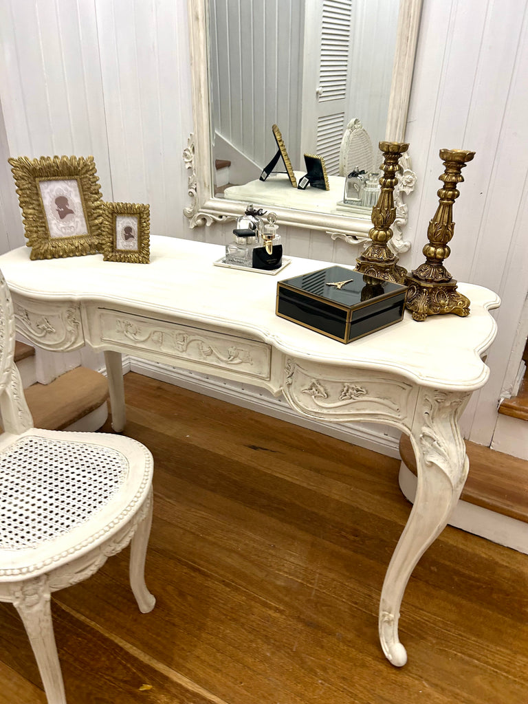 French Provincial Style Dressing Table with Mirror and Chair