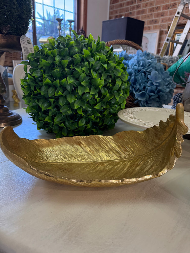 Gold Coloured Feather Tray