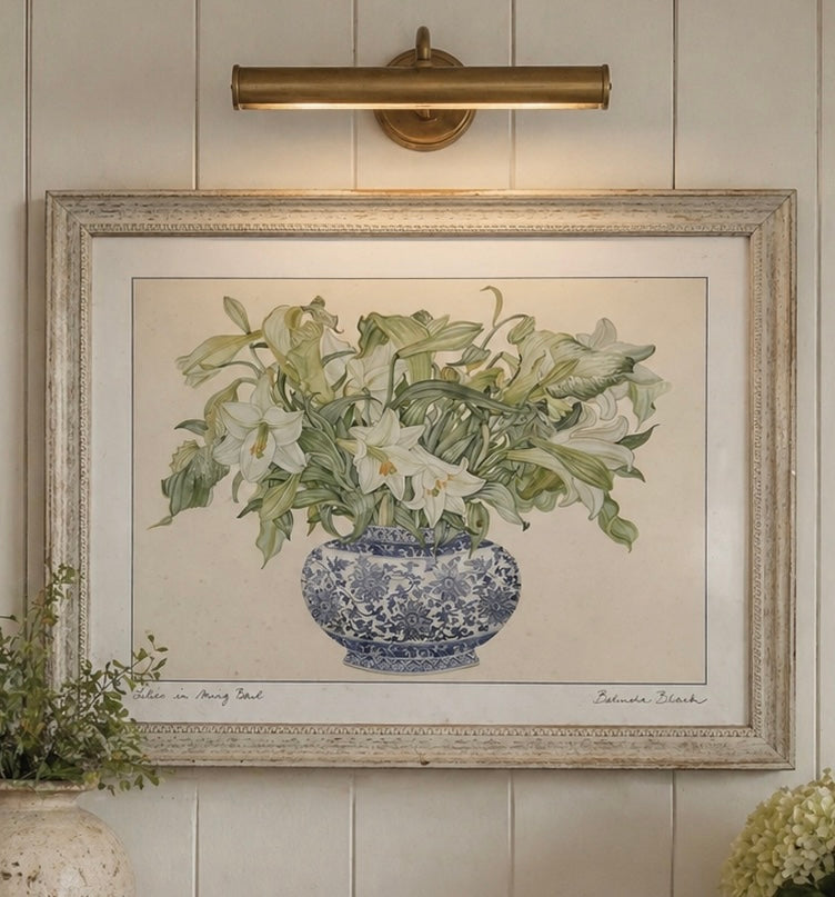 Framed Lilies in Ming Bowl Print