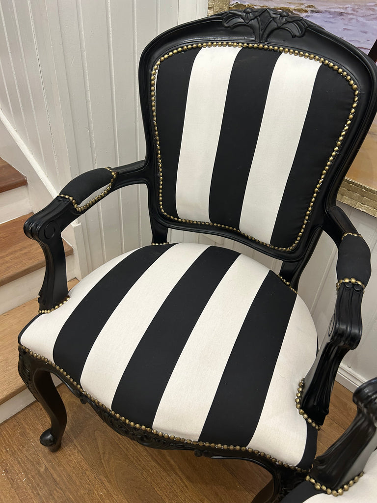 2 x Black and White Armchairs