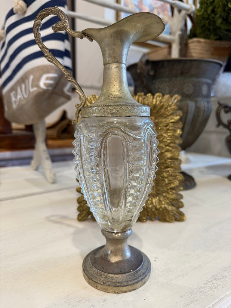 Vintage 1969 Luxardo Italian Silver Plate & Glass Liqueur Decanter with Original Stopper – Made in Italy