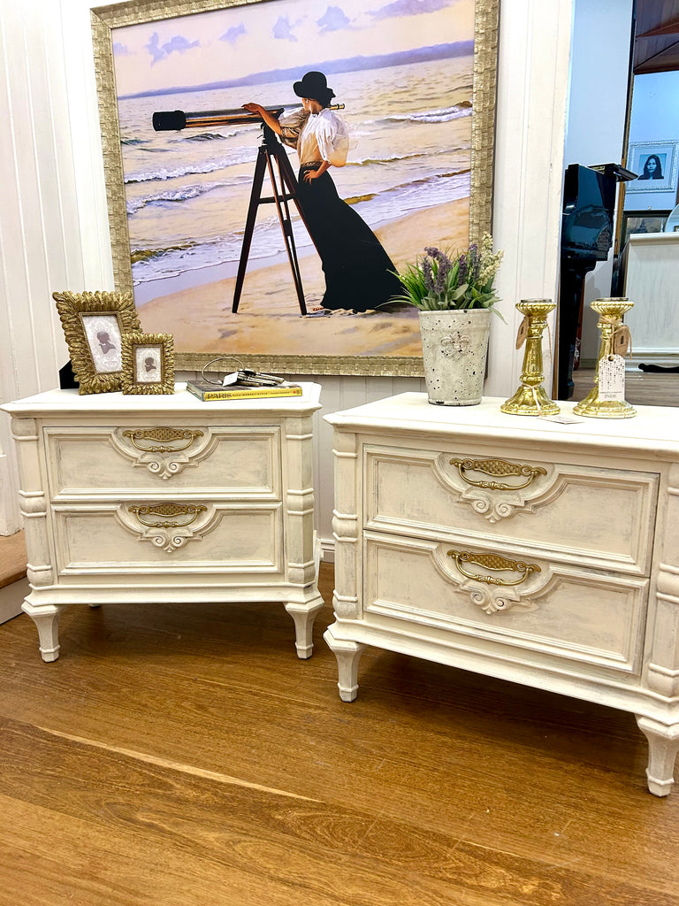 2 x Vintage Berryman French Provincial Style Bedside Tables