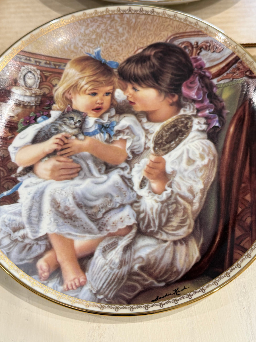 Sandra Kuck “Sisters” & “Little One” Limited Edition Collector Plates – Reco 1993 – COA Included