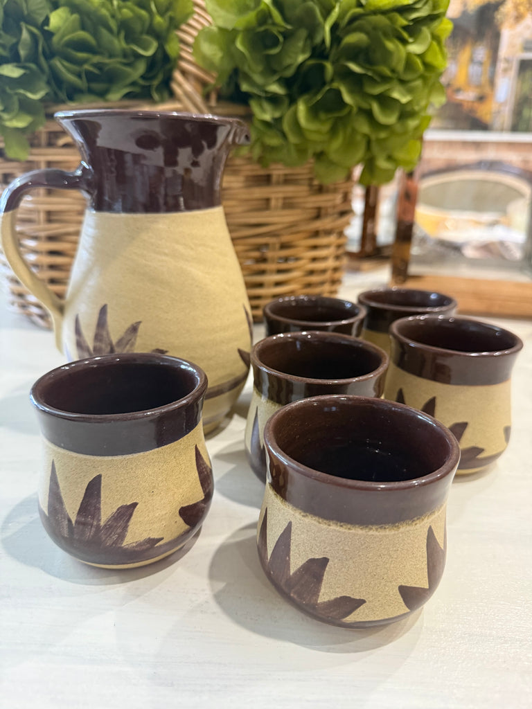 Vintage Pottery Set with Jug and 6 tumblers