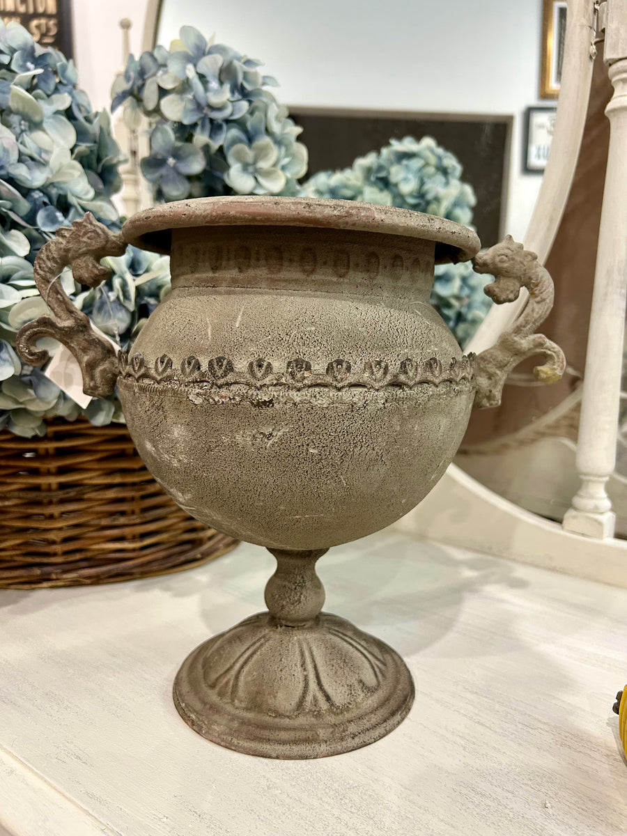 Rustic look metal urn