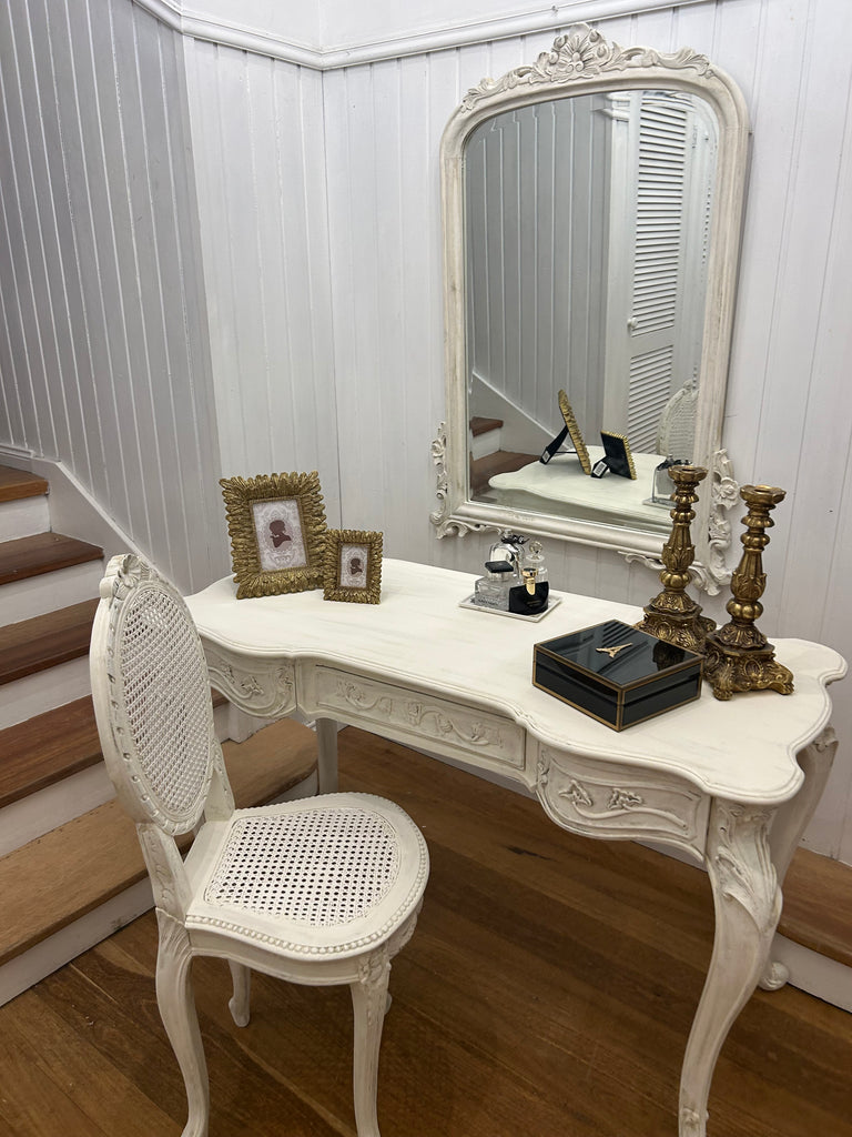 French Provincial Style Dressing Table with Mirror and Chair