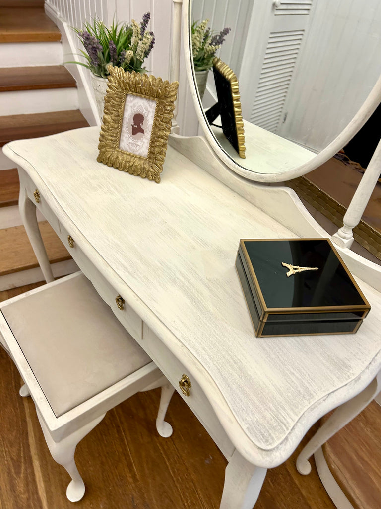 Vintage Queen Anne Dressing Table and Stool