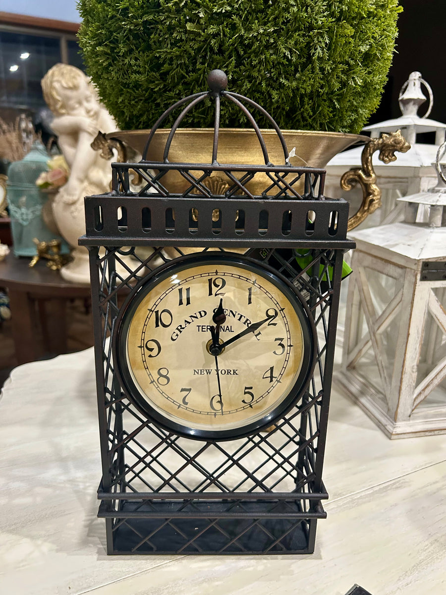 Black Metal Standing Clock