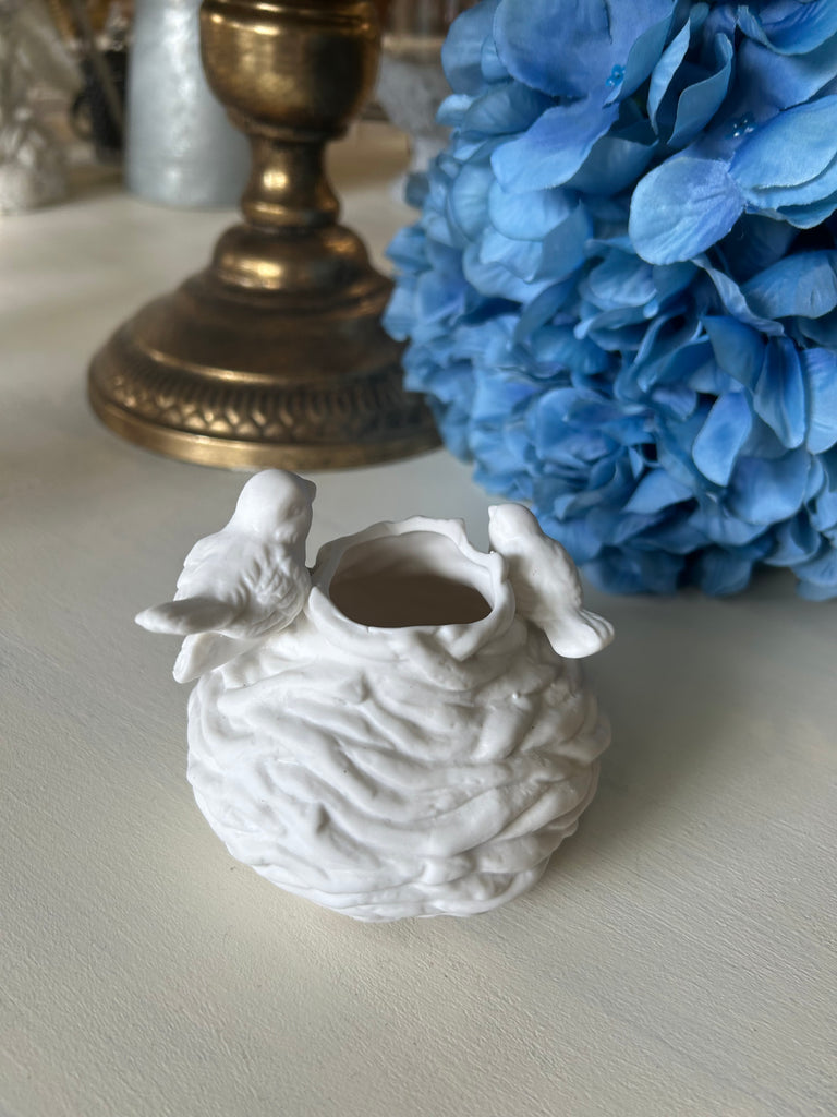 White Ceramic Bird Near candle holder