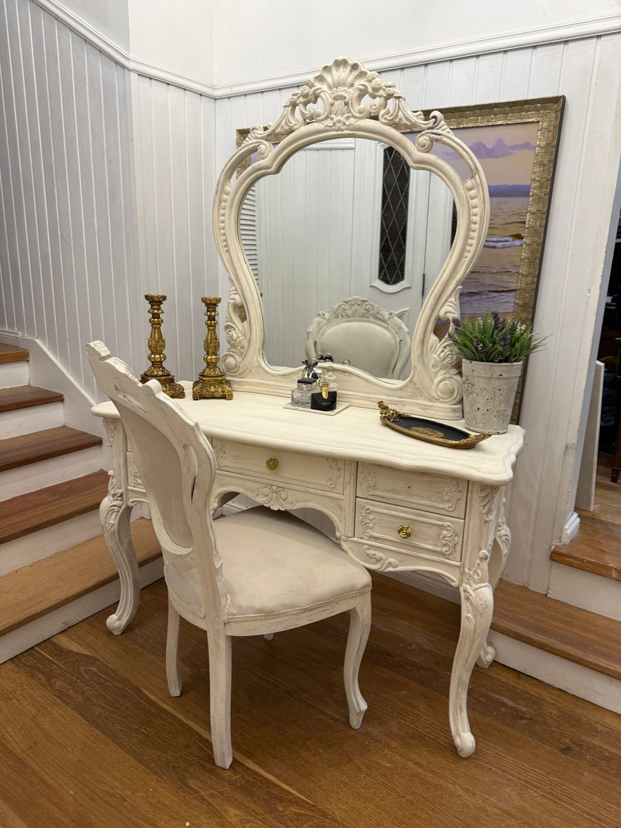 French Provincial Style Dressing Table and Chair