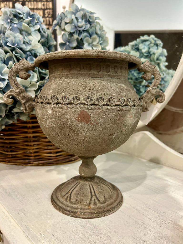 Rustic look metal urn