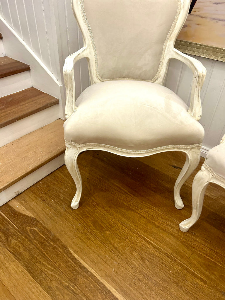 2 x Queen Anne French Provincial Style Armchairs