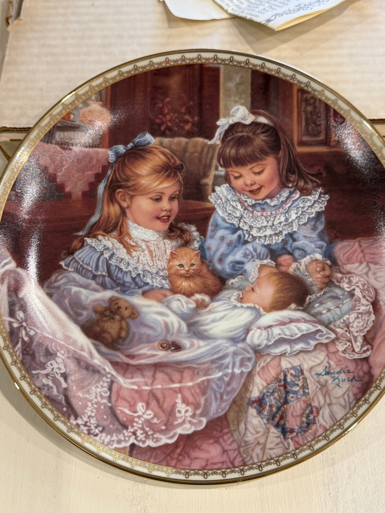 Sandra Kuck “Sisters” & “Little One” Limited Edition Collector Plates – Reco 1993 – COA Included
