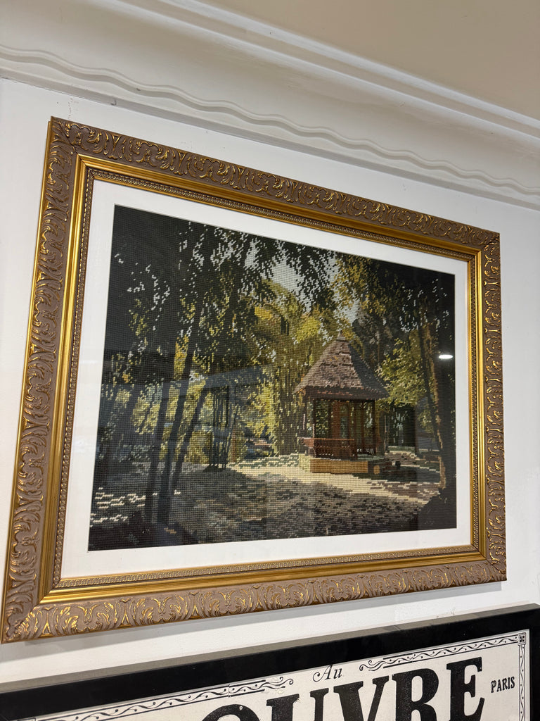 Vintage Framed Tapestry Park Gazebo