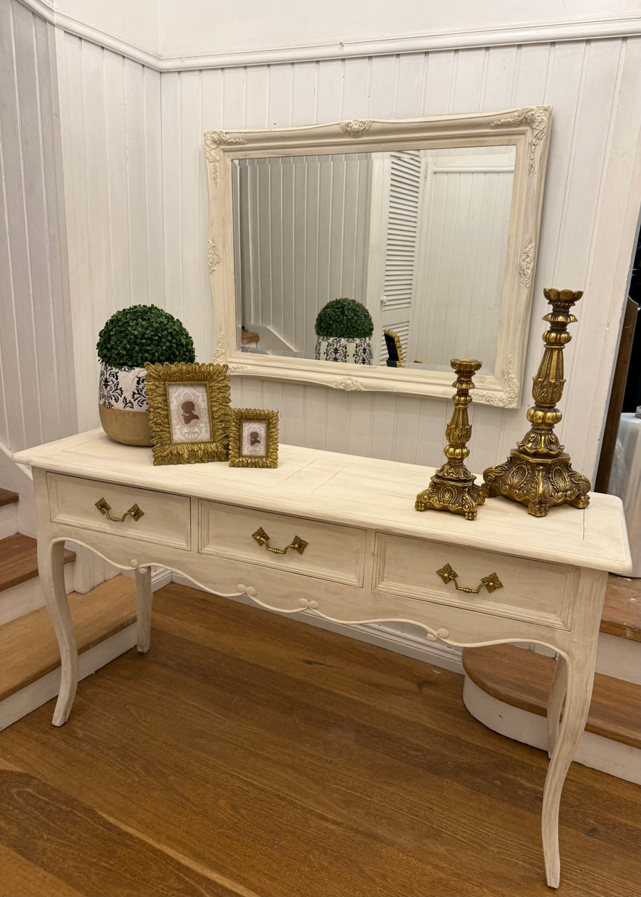 Solid Wood French Provincial Style Console Table and Mirror