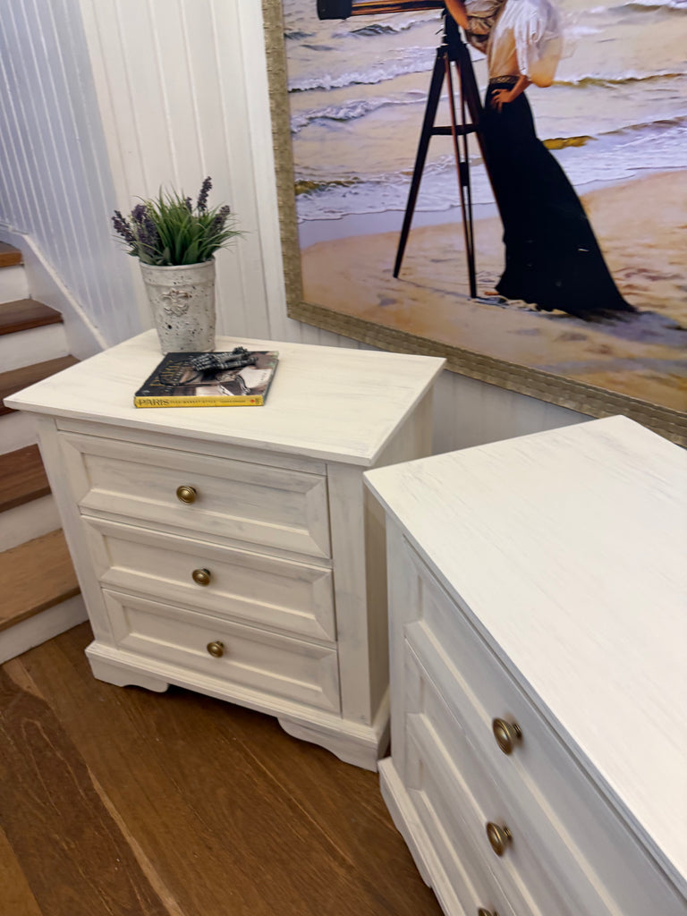 2 x Rustic Provincial Bedside Tables