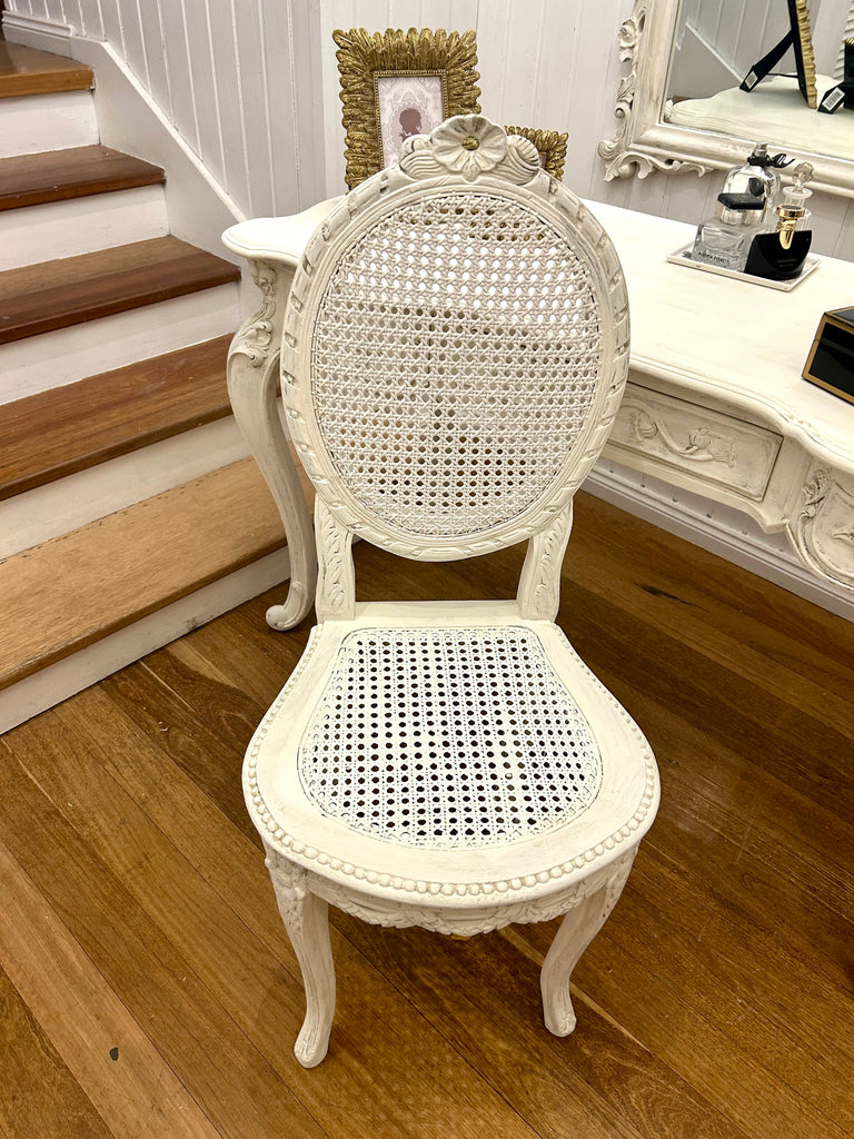 French Provincial Style Dressing Table with Mirror and Chair