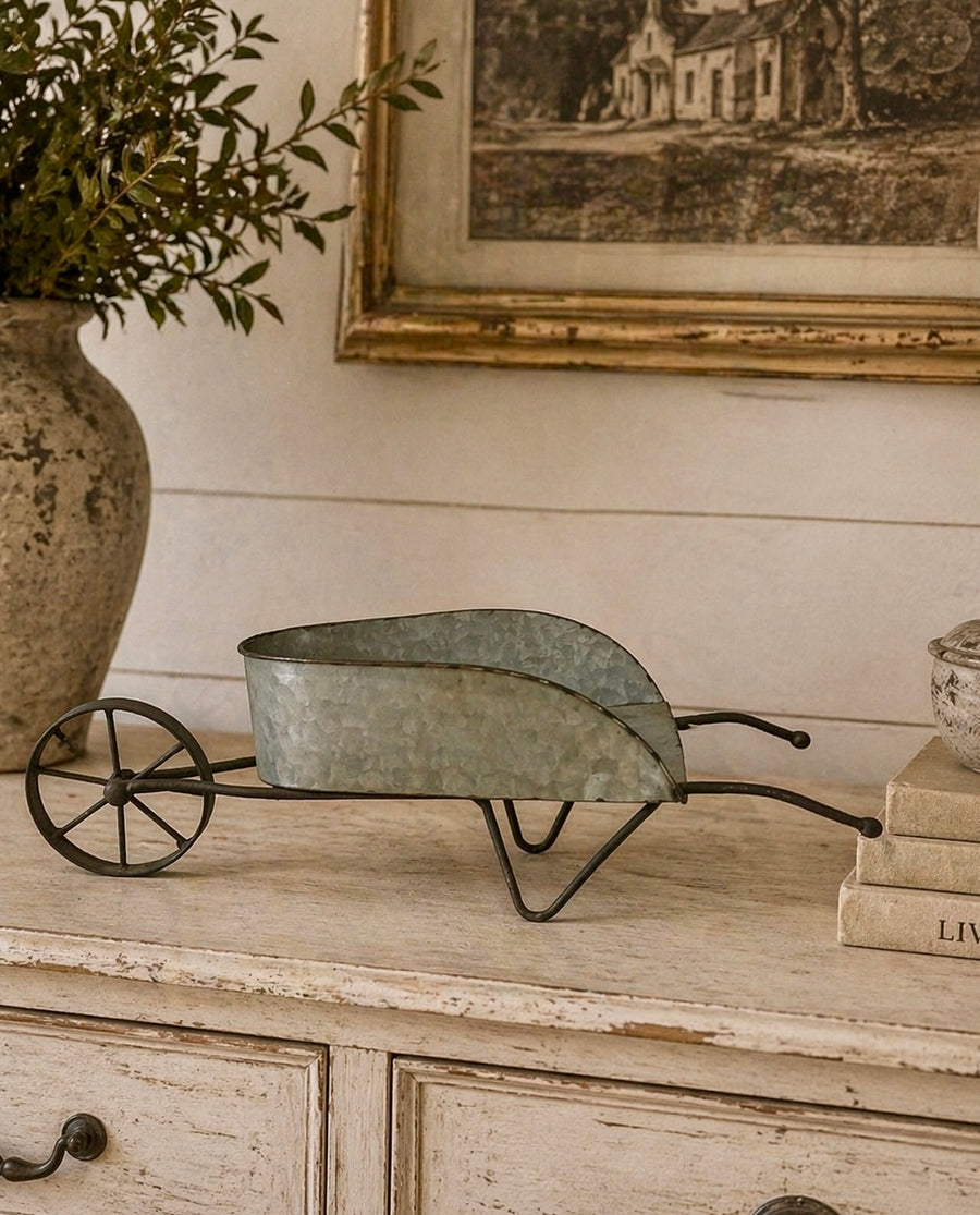 Metal Decorative Rustic Wheelbarrow