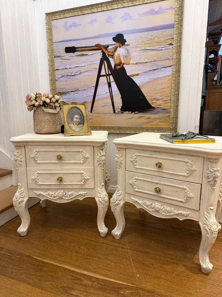 2 x French Provincial Style Bedside Tables