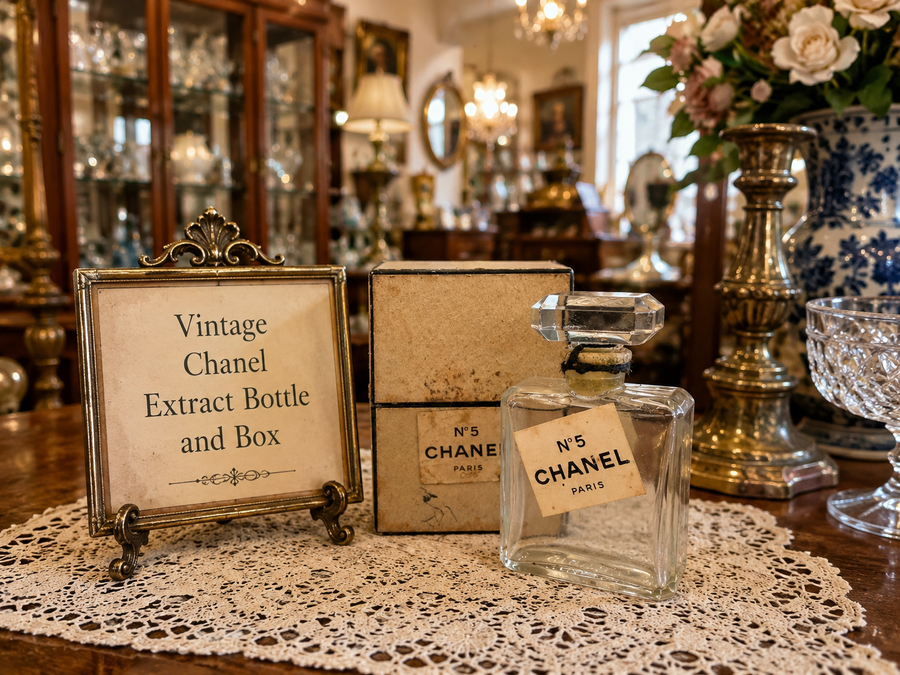 Vintage Chanel miniature Extrait de Parfum Bottle and Box