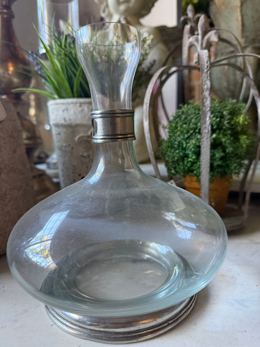 Marinoni Pewter and Glass Decanter