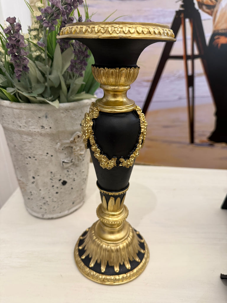 Elegant Black and Gold Candle Holders
