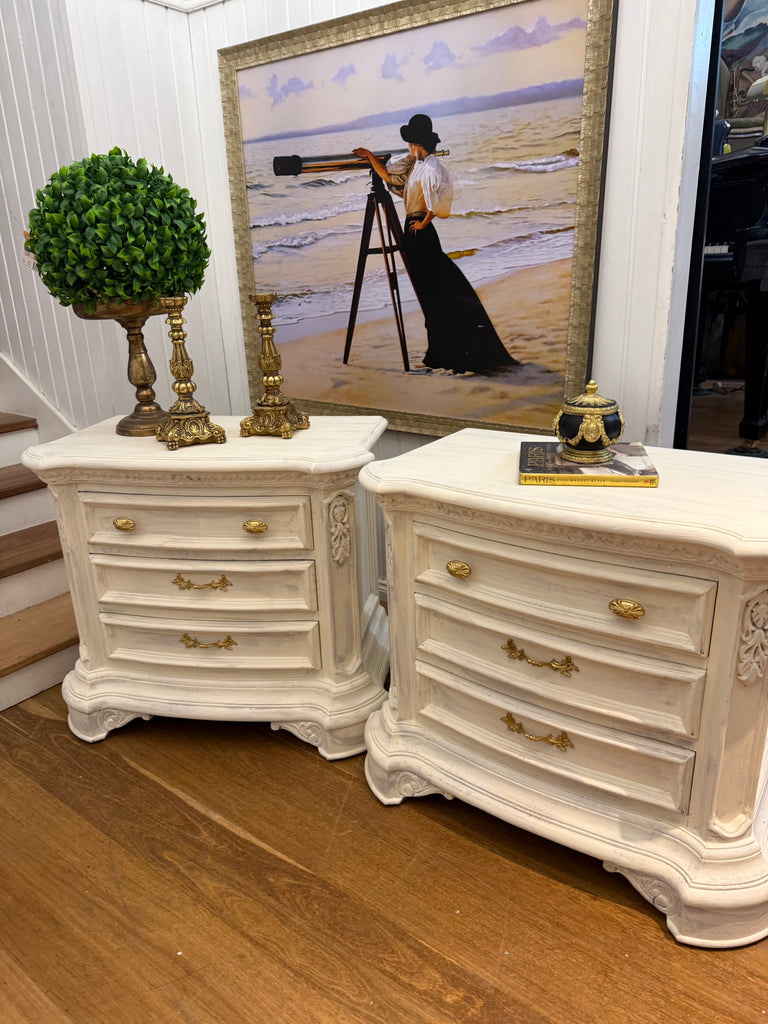 2 x Large French Provincial Style Bedside Tables